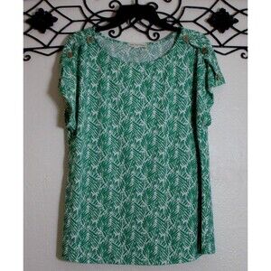 Above And Beyond Women's Top Size L Short Sleeve Multicolored Round Neck